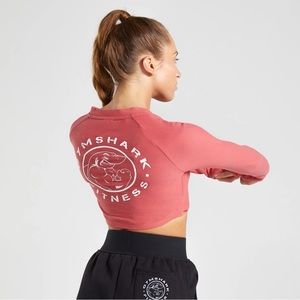 Gymshark Legacy Fitness LS Crop Top Moroccan Brick/White